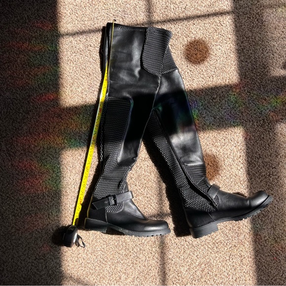 JustFab black pleather “Caterine” thigh high boot 7.5 - Picture 2 of 8